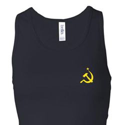 Hammer Sickle Tanktop Ladies Longer Length Racerback Tank Pocket Print