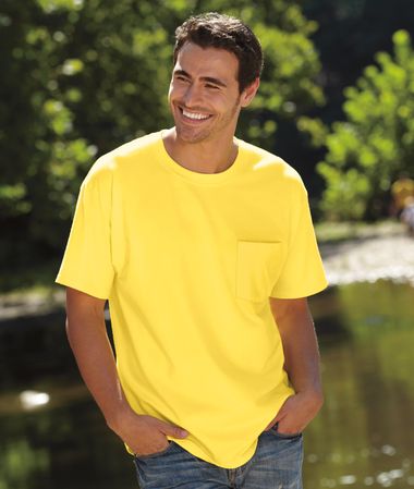 Hanes 5190P Beefy Shirt With Pocket Cotton Tee T-Shirt