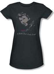Happy Days Juniors Tee - Cool Fonz Fitted Girly Charcoal Tee Shirt