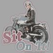 Happy Days T-shirt - Fonzie Sit on It Adult Silver Shirt