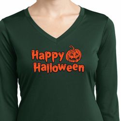 Happy Halloween with Pumpkin Ladies Dry Wicking Long Sleeve Happy Halloween with Pumpkin Ladies Dry Wicking Long Sleeve