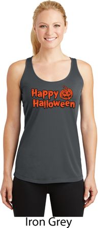 Happy Halloween with Pumpkin Ladies Dry Wicking Racerback