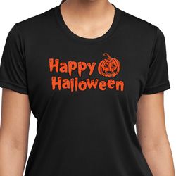 Happy Halloween with Pumpkin Ladies Dry Wicking T-shirt Happy Halloween with Pumpkin Ladies Dry Wicking T-shirt