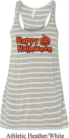 Happy Halloween with Pumpkin Ladies Flowy Racerback