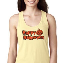 Happy Halloween with Pumpkin Ladies Ideal Racerback Happy Halloween with Pumpkin Ladies Ideal Racerback