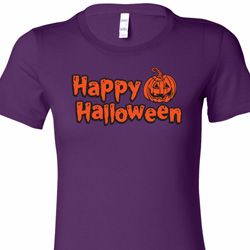 Happy Halloween with Pumpkin Ladies Longer Length Shirt Happy Halloween with Pumpkin Ladies Longer Length Shirt