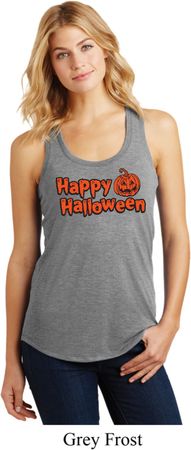 Happy Halloween with Pumpkin Ladies Racerback