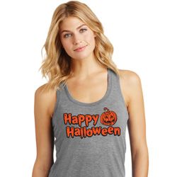 Happy Halloween with Pumpkin Ladies Racerback Happy Halloween with Pumpkin Ladies Racerback