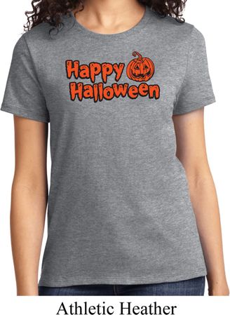 Happy Halloween with Pumpkin Ladies T-shirt