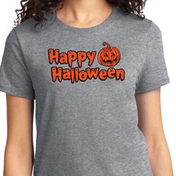 Happy Halloween with Pumpkin Ladies T-shirt Happy Halloween with Pumpkin Ladies T-shirt