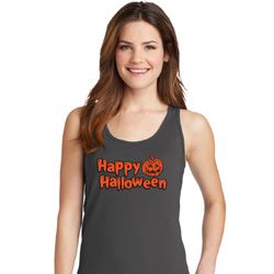 Happy Halloween with Pumpkin Ladies Tank Top Happy Halloween with Pumpkin Ladies Tank Top