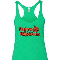 Happy Halloween with Pumpkin Ladies Tri Blend Racerback Happy Halloween with Pumpkin Ladies Tri Blend Racerback