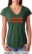 Happy Halloween with Pumpkin Ladies Tri Blend V-neck