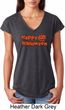 Happy Halloween with Pumpkin Ladies Tri Blend V-neck