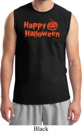 Happy Halloween with Pumpkin Muscle Shirt