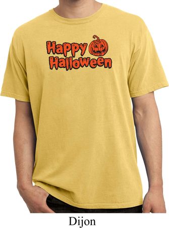 Happy Halloween with Pumpkin Pigment Dyed T-shirt