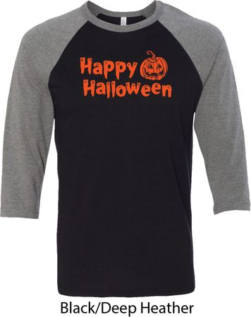 Happy Halloween with Pumpkin Raglan Shirt