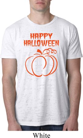 Happy Halloween with Pumpkin Sketch Burnout Shirt