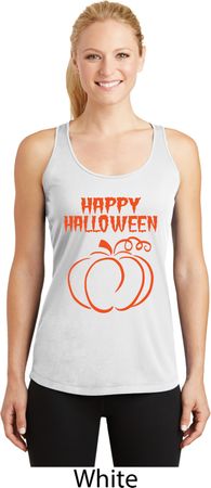 Happy Halloween with Pumpkin Sketch Ladies Dry Wicking Racerback