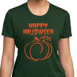 Happy Halloween with Pumpkin Sketch Ladies Dry Wicking T-shirt