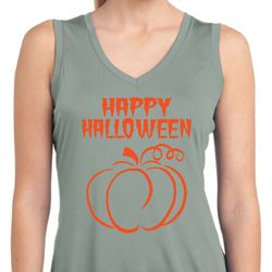Happy Halloween with Pumpkin Sketch Ladies Dry Wicking Tank Top