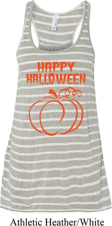 Happy Halloween with Pumpkin Sketch Ladies Flowy Racerback