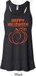 Happy Halloween with Pumpkin Sketch Ladies Flowy Racerback