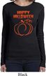 Happy Halloween with Pumpkin Sketch Ladies Long Sleeve