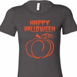 Happy Halloween with Pumpkin Sketch Ladies Longer Length Tee