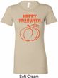 Happy Halloween with Pumpkin Sketch Ladies Longer Length Tee