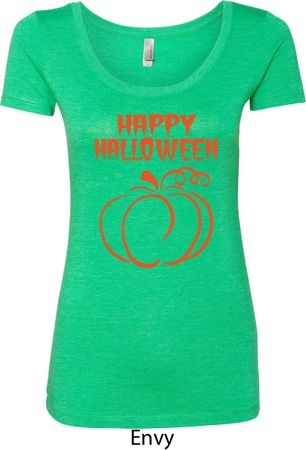Happy Halloween with Pumpkin Sketch Ladies Scoop Neck