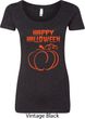 Happy Halloween with Pumpkin Sketch Ladies Scoop Neck