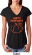 Happy Halloween with Pumpkin Sketch Ladies Tri Blend V-neck