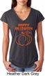 Happy Halloween with Pumpkin Sketch Ladies Tri Blend V-neck