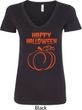 Happy Halloween with Pumpkin Sketch Ladies V-Neck