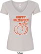 Happy Halloween with Pumpkin Sketch Ladies V-Neck