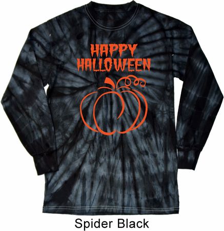 Happy Halloween with Pumpkin Sketch Long Sleeve Tie Dye