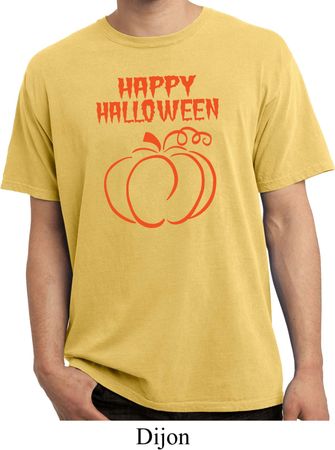 Happy Halloween with Pumpkin Sketch Pigment Dyed T-shirt