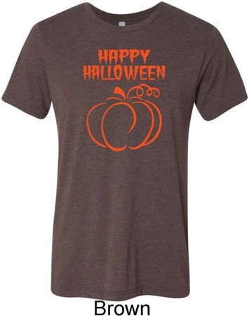 Happy Halloween with Pumpkin Sketch Tri Blend Tee