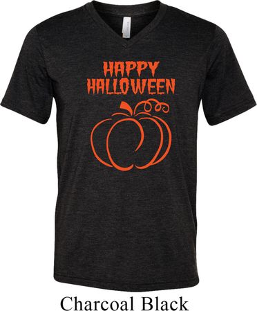 Happy Halloween with Pumpkin Sketch Tri Blend V-neck