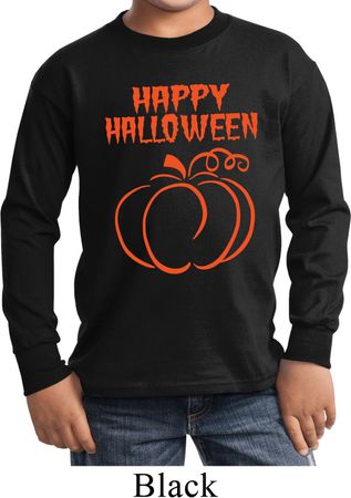 Happy Halloween with Pumpkin Sketch Youth Long Sleeve