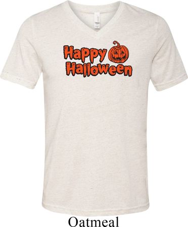 Happy Halloween with Pumpkin Tri Blend V-neck