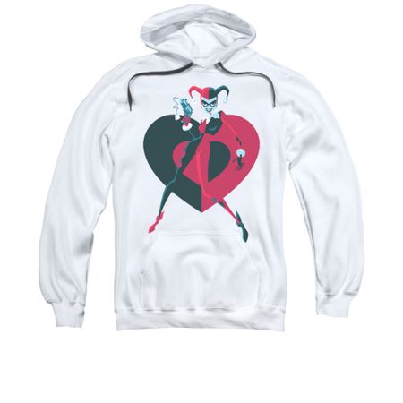 Harley Quinn Hoodie Heart White Sweatshirt Hoody
