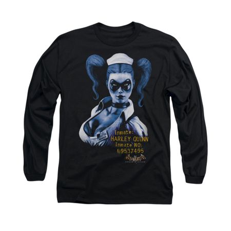 Harley Quinn Shirt Inmate Long Sleeve Black Tee T-Shirt