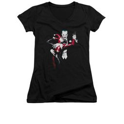 Harley Quinn Shirt Juniors V Neck Harley And The Joker Black T-Shirt