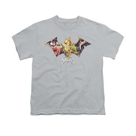 Harley Quinn Shirt Kids Sirens Bat Symbol Silver T-Shirt