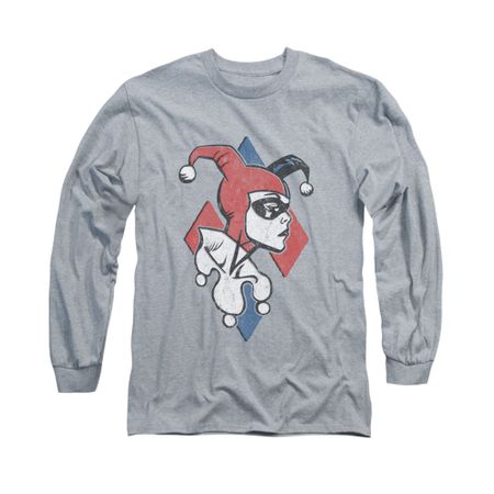 Harley Quinn Shirt Profile Long Sleeve Athletic Heather Tee T-Shirt