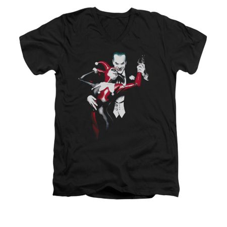 Harley Quinn Shirt Slim Fit V-Neck Harley And The Joker Black T-Shirt