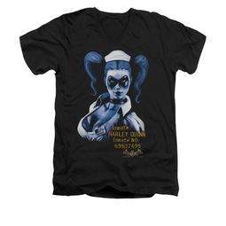 Harley Quinn Shirt Slim Fit V-Neck Inmate Black T-Shirt Harley Quinn Shirt Slim Fit V-Neck Inmate Black T-Shirt