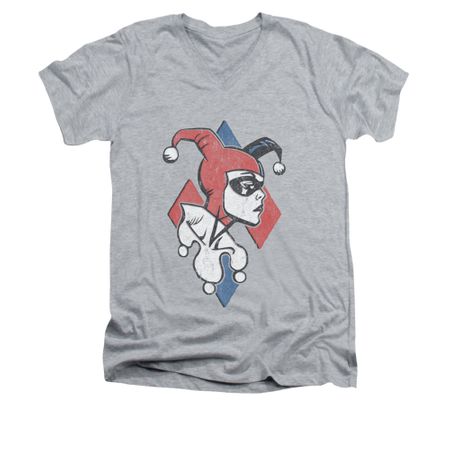 Harley Quinn Shirt Slim Fit V-Neck Profile Athletic Heather T-Shirt